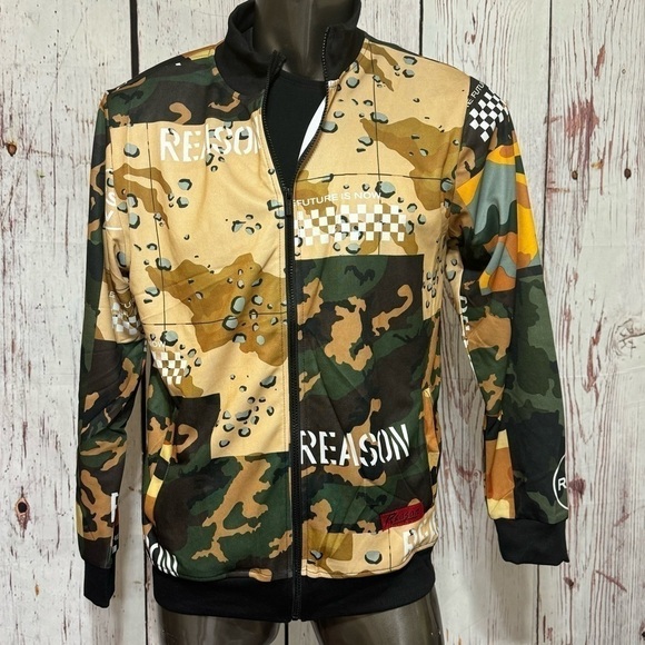REASON CLOTHING BRAND All Over Camo Mixed Print Tracksuit 2 Pc Men's Large NWT - Picture 6 of 16